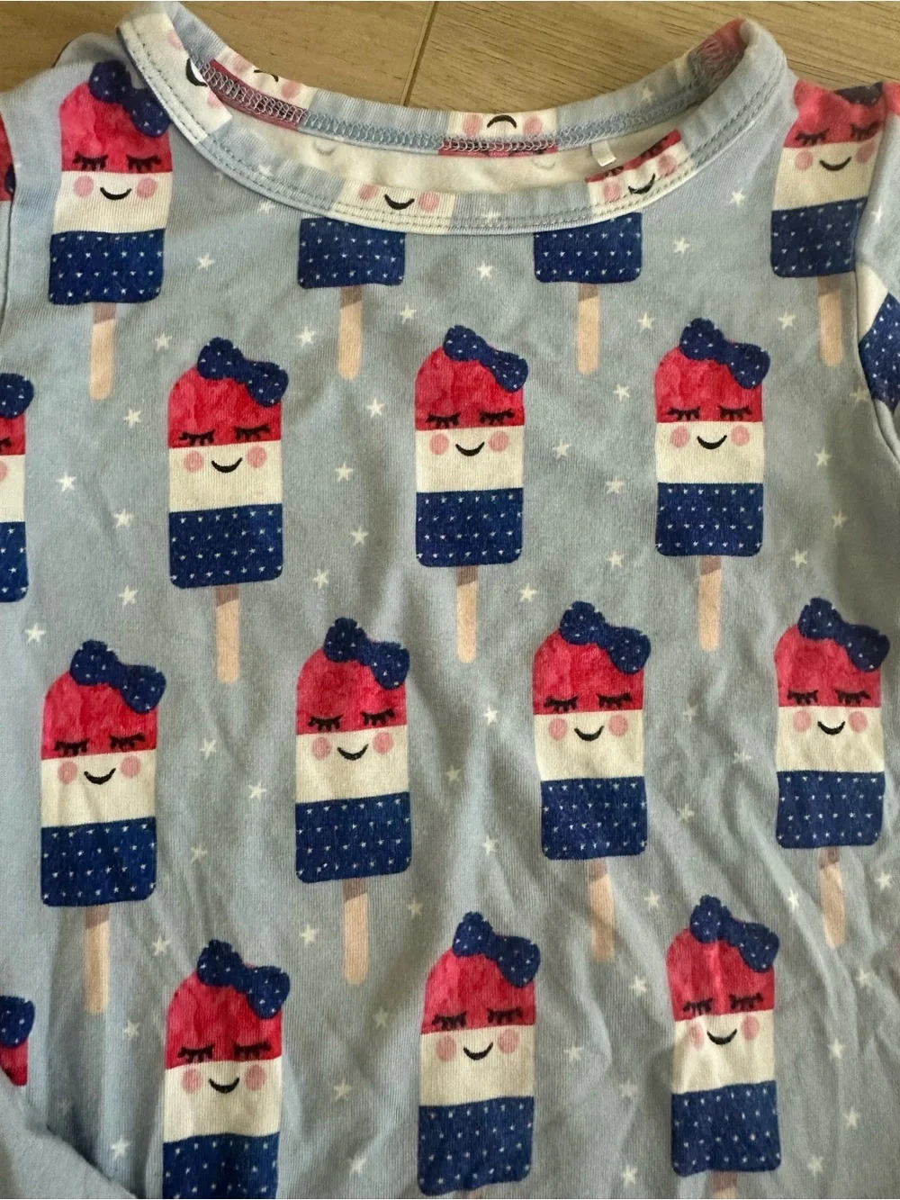 Light Blue Kids Ice Cream Print Pajama Set